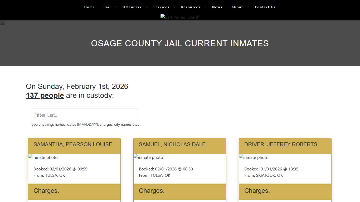 Osage County Jail Current Inmates – Osage County Sheriff's Office